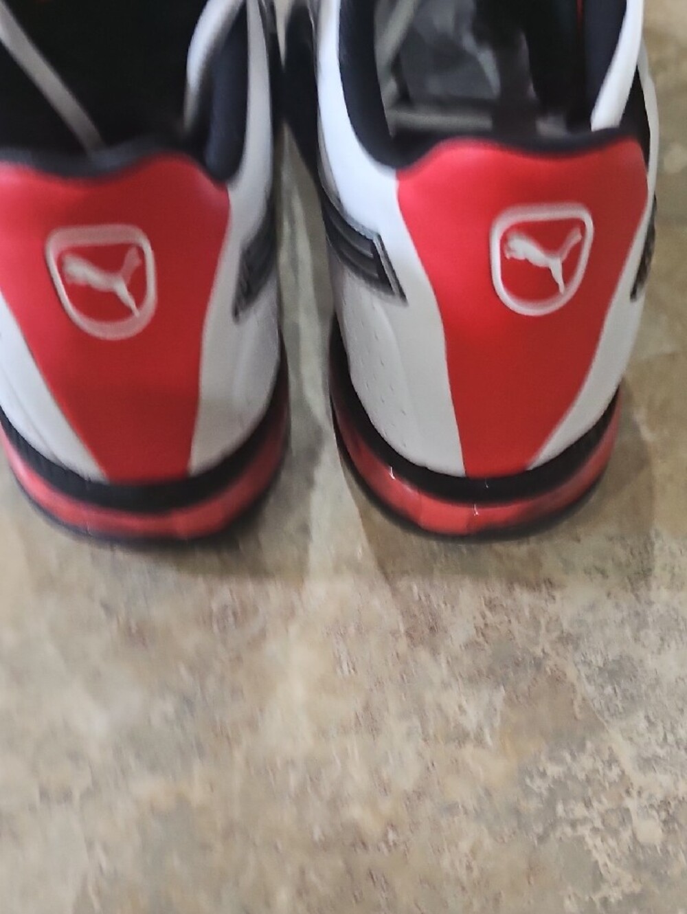 Puma Men’s White Black Red Athletic Shoes - Picture 5 of 10